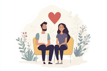 Psychologist counseling a married couple, discussing the husband's depression and offering support for mental health improvement., Generative AI