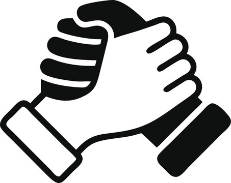 Soul brother handshake icon, thumb clasp handshake or homie handshake isolated on white background, friendship or deal business concept, vector icon for apps and websites