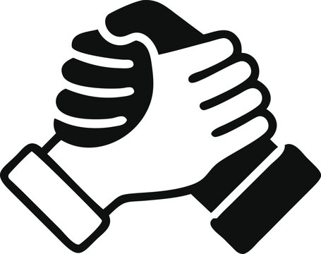 Soul brother handshake icon, thumb clasp handshake or homie handshake isolated on white background, friendship or deal business concept, vector icon for apps and websites