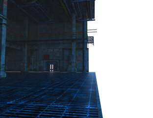 3D rendered industrial interior isolated on transparent background