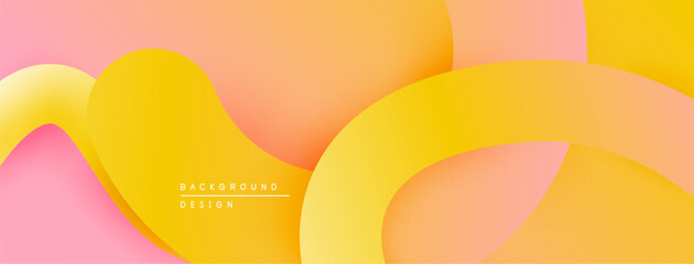 Abstract fluid shapes, warm colors blend. Peach, yellow gradients create modern background design. Smooth curves suggest movement, energy.