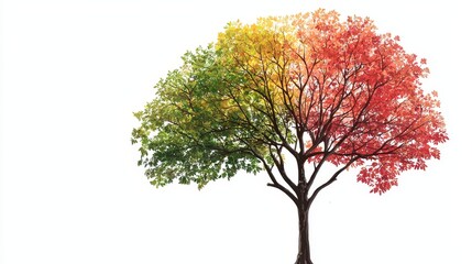 Illustrated tree with leaves changing