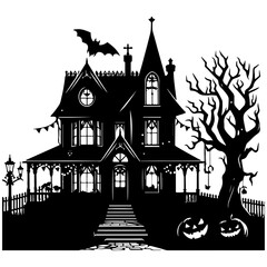 vector illustration of a halloween house vector