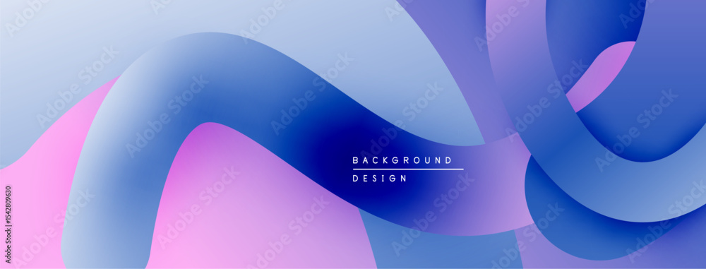 Poster abstract fluid shapes, gradients blend purple, blue hues. modern design element, smooth curves creat