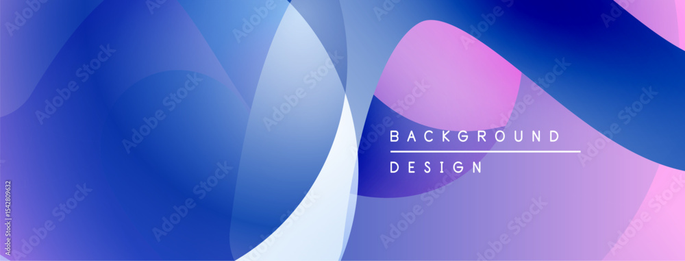 Poster abstract fluid shapes overlap, creating vibrant blue, purple gradients. modern design element for ba