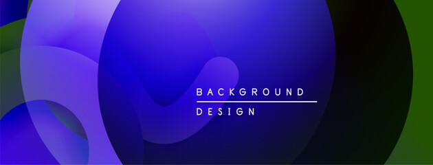 Abstract fluid shapes, vibrant blues, greens create dynamic background. Modern design elements suggest depth, movement.