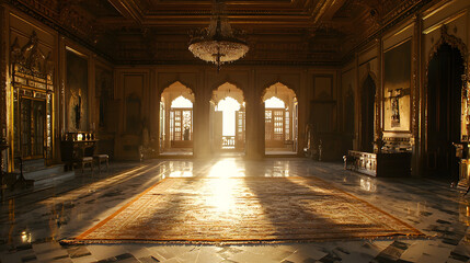 interiors of Red Fort in Delhi at sunset, India