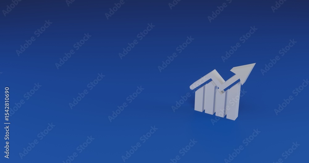 Aufkleber isolated realistic white chart up symbol with shadow. located on the right side of the scene. 3d ill