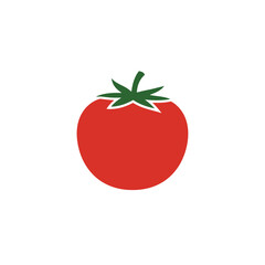 Tomato with green calyx, vector illustration. Vegetables, plant-based diet, vegan and vegetarian ingredirnts. Markets and agriculture