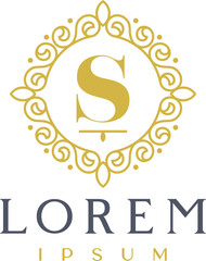 Fototapeta premium Luxury Circle Decorative Letter S Logo Template