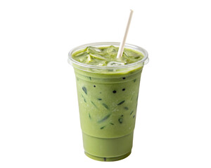 Iced green tea with milk cup