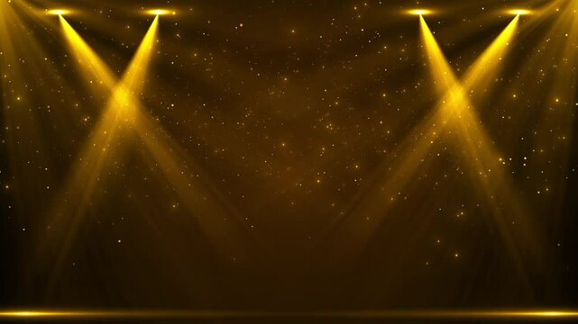 Award party stage golden stage glitter animation. stars, lights particles. Luxury gold light streak. Particle, luxury ceremony background Oscar awards performance light spot flashing award party stage