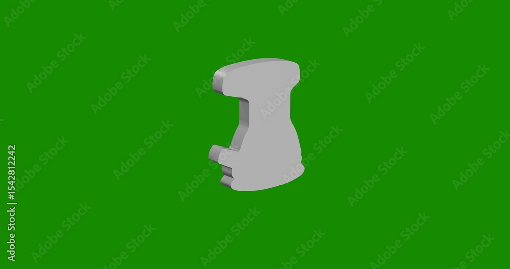 Poster isolated realistic white sanding machine symbol front view with shadow. 3d illustration on green chr