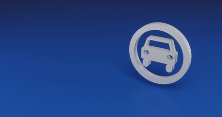 Isolated realistic white no car sign with shadow. Located on the right side of the scene. 3d illustration on transparent background