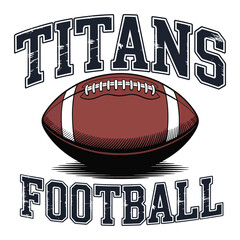 American football t-shirt design, Titans football t-shirt vector design element.