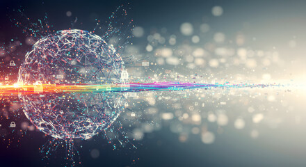 Global cybersecurity concept with digital globe and data protection icons