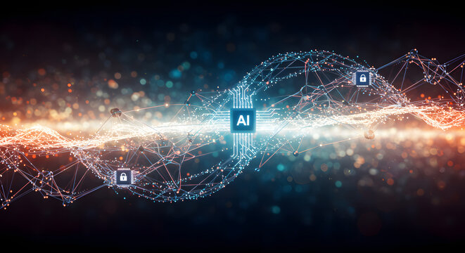 Global cybersecurity concept with digital globe and data protection icons