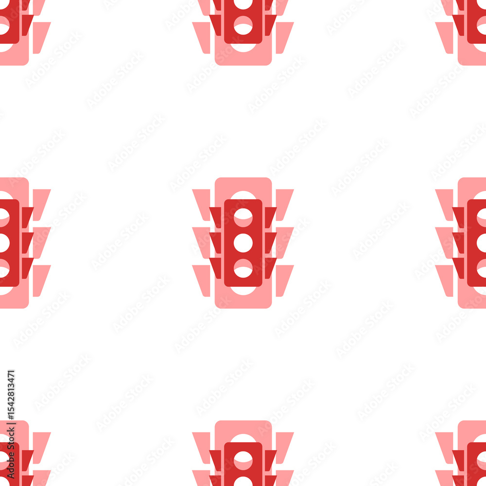 Poster seamless pattern of large isolated red traffic lights symbols. the elements are evenly spaced. illus