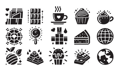 Set of chocolate icon, world chocolate day icons, clip art, silhouette vector art, illustration