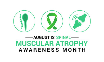 Spinal Muscular Atrophy Awareness Month is Stand Strong for SMA This August banner background design. A concept for healthcare and medicine.  Realistic Ribbon. That s rare neuromuscular disease.