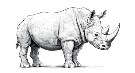 Obraz premium Rhino A Detailed Pencil Sketch Illustration