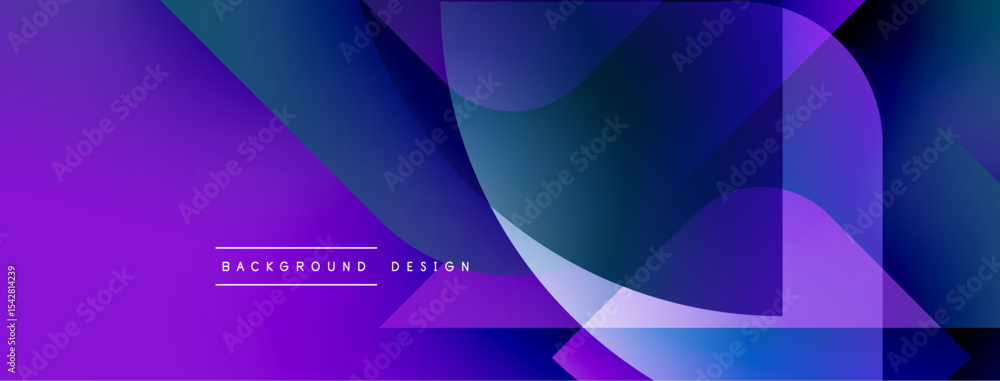 Poster Abstract purple, blue gradients overlap. Modern design elements create dynamic visual texture. Minimalist style, suitable background.