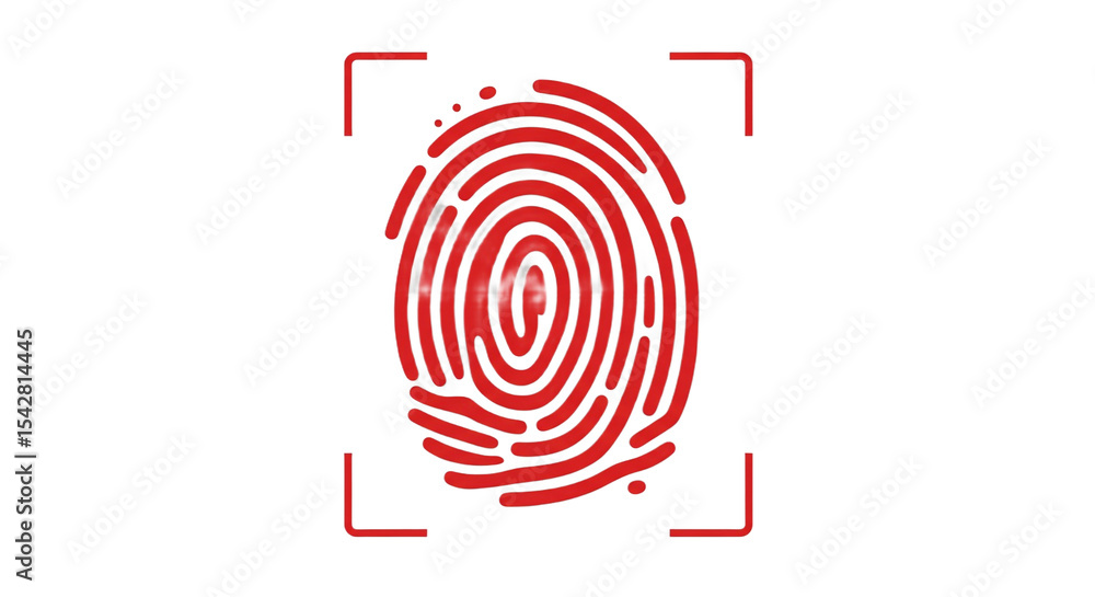 Aufkleber a red fingerprint with a red border on a white background for identification and security purposes