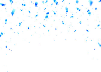 Celebration background template with Confetti, Festive Blue Confetti Falling on White Background for Celebration and Party Design.