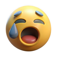Fototapeta premium 3d render of a crying emoji with open mouth