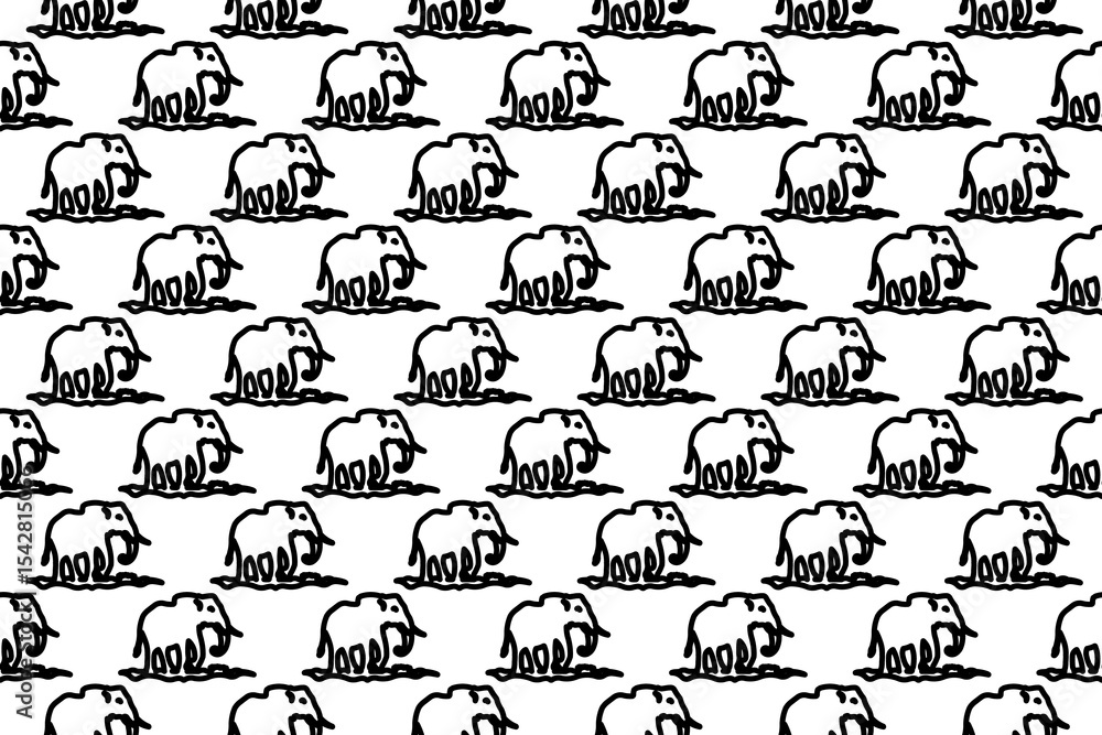Poster seamless pattern completely filled with outlines of wild elephant symbols. elements are evenly space