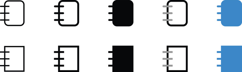 Vector Notebook Icons in Various Styles