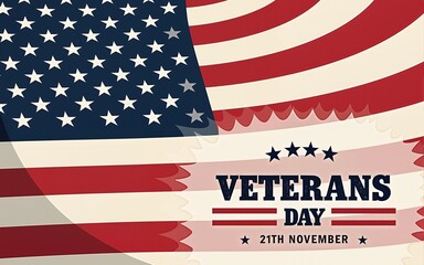 Veterans day poster. Veteran's day illustration with american flag, 11th November, Vector illustration. High quality