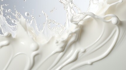 Dynamic Splash of Milk or Yogurt Creamy Texture and Pouring Action