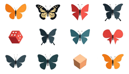 Colorful Geometric Shapes Butterflies Dice Cube Set