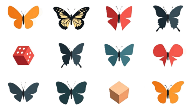 Colorful Geometric Shapes Butterflies Dice Cube Set