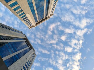 modern office building and the bright sky