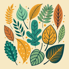 Fototapeta premium Vibrant Autumn Leaves. A Colorful Botanical Illustration