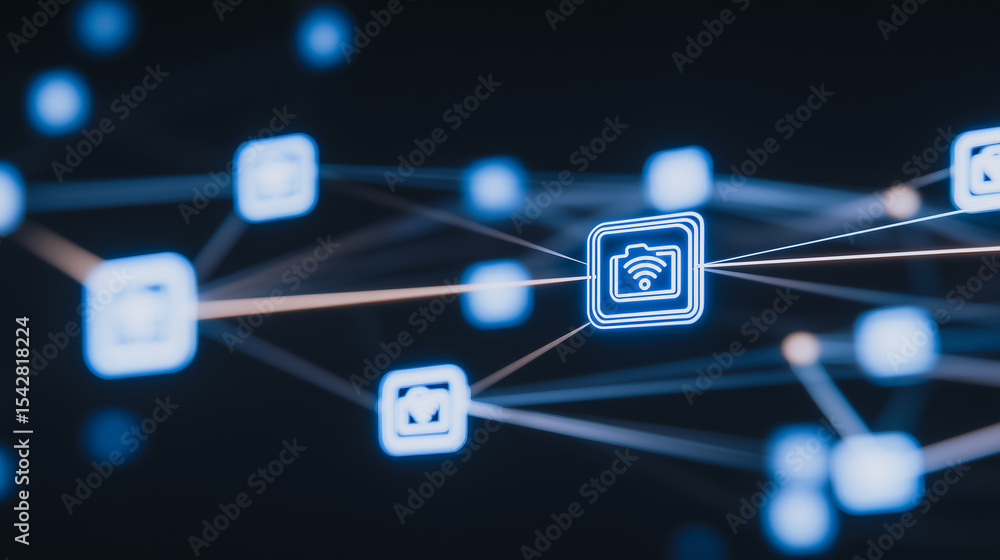Poster digital network: an abstract depiction of a digital network, illustrating the interconnectedness of 