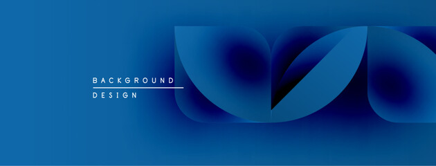 Abstract blue design features flowing shapes, gradients. Modern banner or header with text elements present. Simple, clean aesthetic.