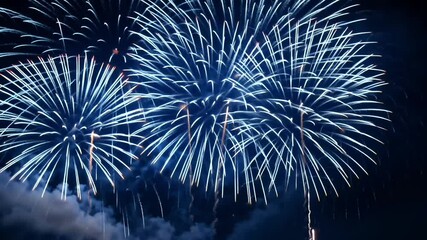 Fireworks display show celebration pyrotechnics night sky new year's eve event bright 4th july on transparent background - Powered by Adobe