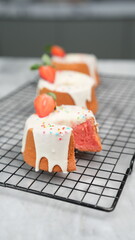 Strawberry Chiffon with white chocolate topping and strawberry pieces and colorful sprinkles