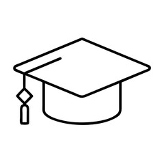 Graduation Cap Outline Icon – Symbol of Academic Ceremony & Achievement