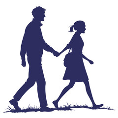 silhouette walking couple on white background 