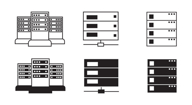 Server rack icon linear logo isolated. data and server linear icon set