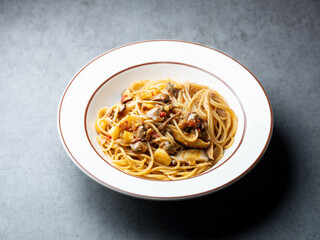 cockle Oil Pasta on a Plate