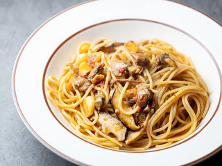 cockle Oil Pasta on a Plate