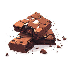 charming brownie square with bite taken cartoon icon style white background.