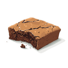 charming brownie square with bite taken cartoon icon style white background.