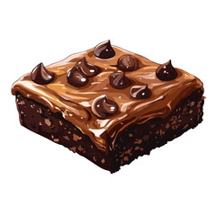 charming brownie square with bite taken cartoon icon style white background.