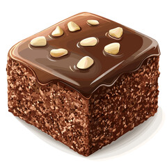 charming brownie square with bite taken cartoon icon style white background.